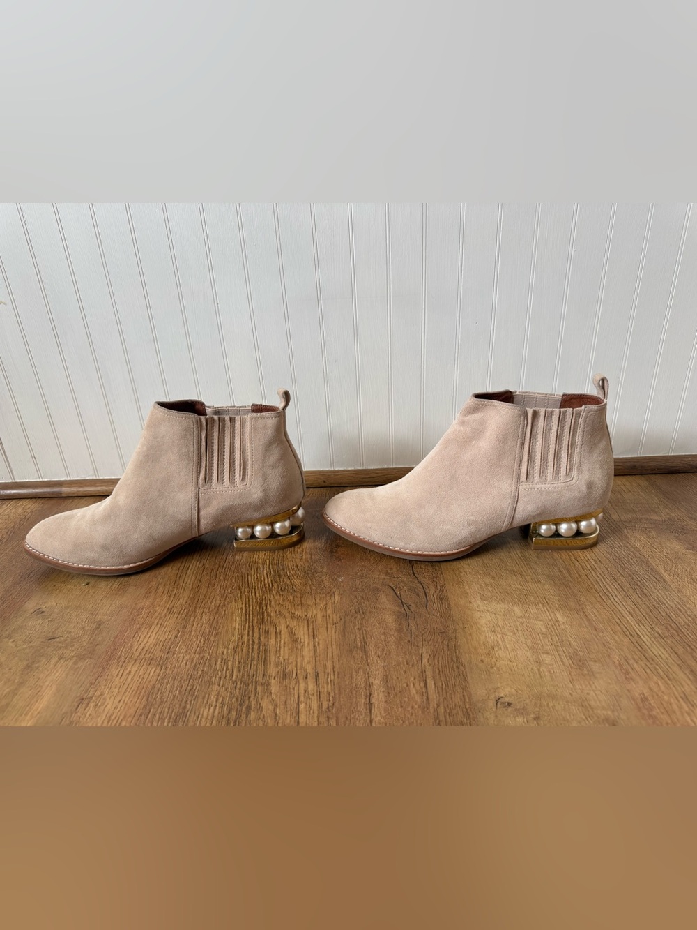 Jeffrey Campbell Orlando Blush Suede Pearl Ankle Boots
